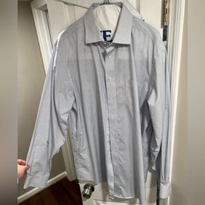 Jos. A. Bank Traveler 17 x 36 Blue Patterned Dress Shirt Spread Collar